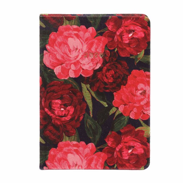 Argos Home floral velvet A5 week to page diary 2026, imported from the UK
