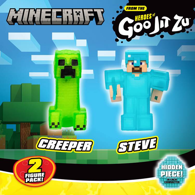 Goo Jit Zu Minecraft stretch toy 2 pack, imported from the UK