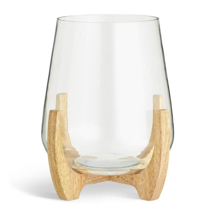 Habitat small hurricane candle holder with wooden legs, UK version