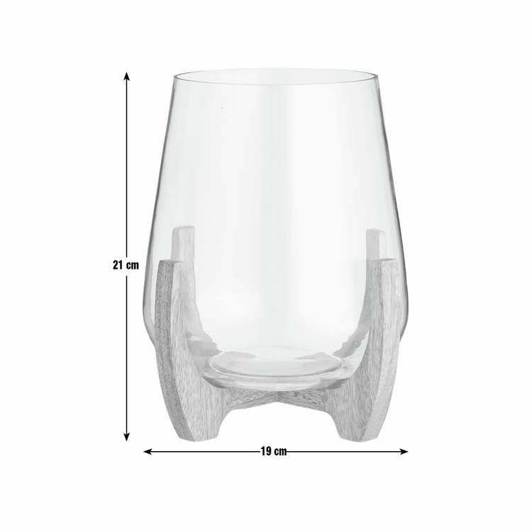 Habitat small hurricane candle holder with wooden legs, UK version