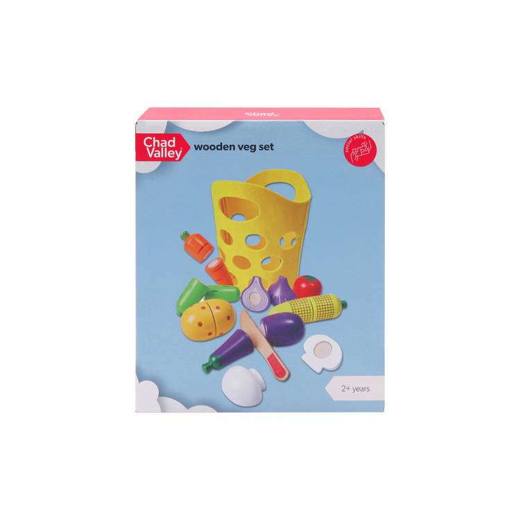 Chad Valley wooden veg set with hook-and-loop fastenings (British brand)