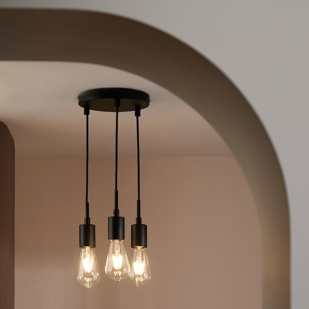 Habitat Lockie 3 light cluster pendant light black, UK version