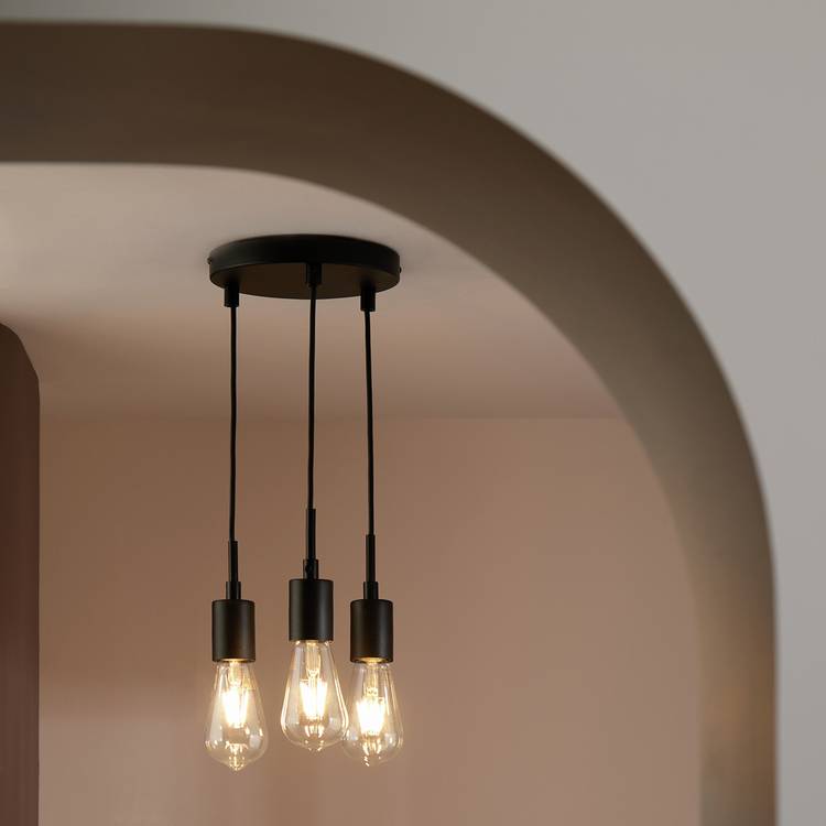 Habitat Lockie 3 light cluster pendant light black, UK version