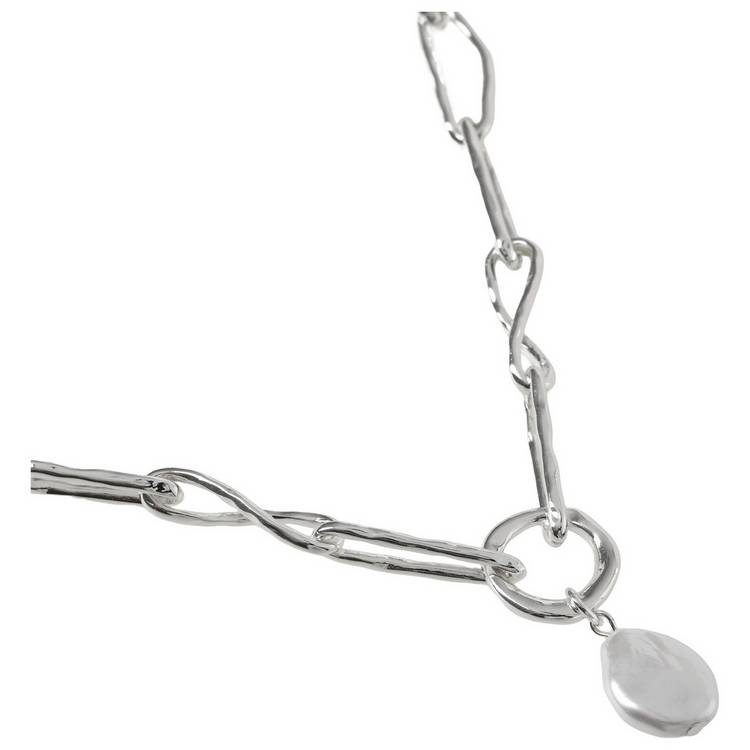 Liars & Lovers silver tone paperclip chain pendant necklace (British brand)