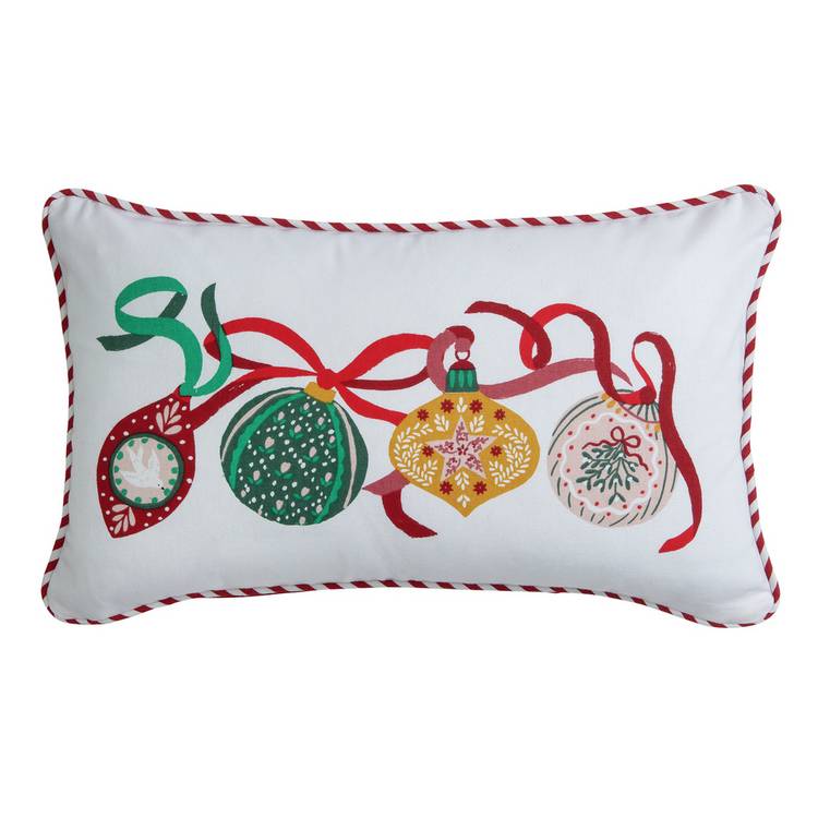 Argos Home bauble printed cushion 50x30cm, imported from the UK