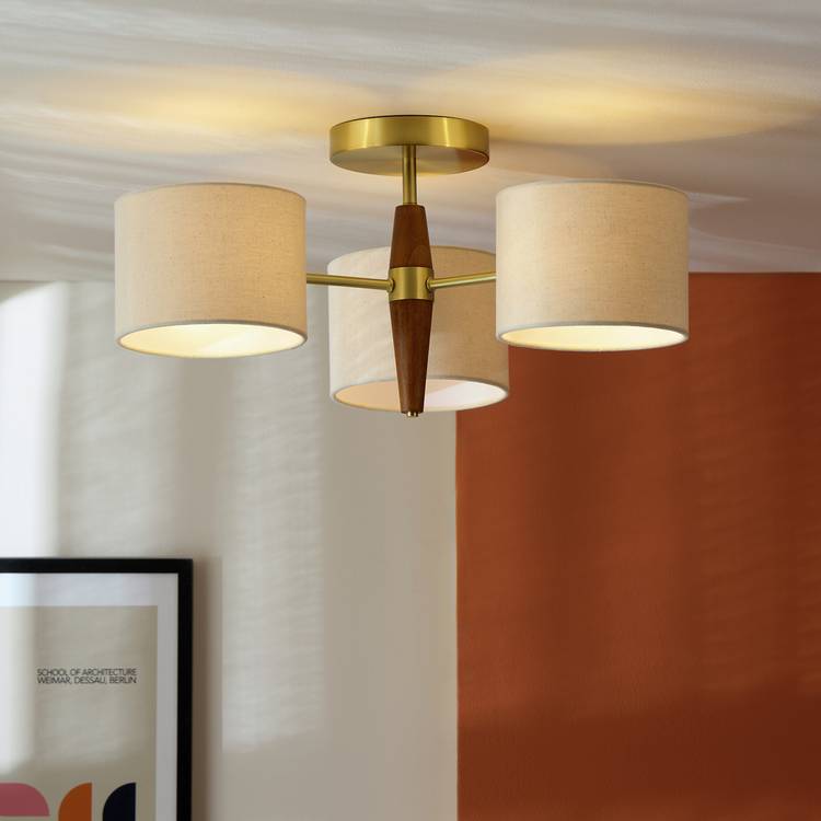 Habitat Century Wood flush ceiling light natural, UK version