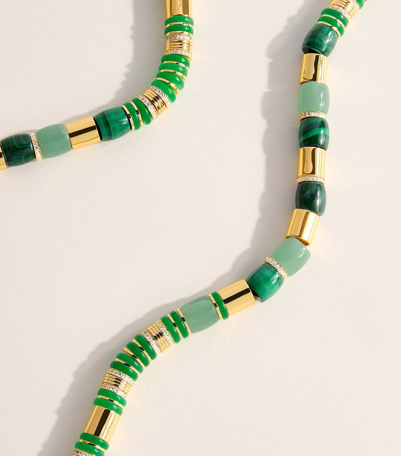 Eddie Borgo patch necklace with jade malachite and crystal, UK version