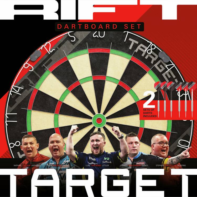 Target Rift dartboard set 45cm with six darts (British brand)