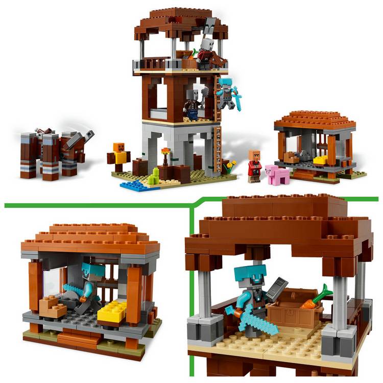 LEGO Minecraft Pillager Outpost and Ravager set 21278, imported from the UK