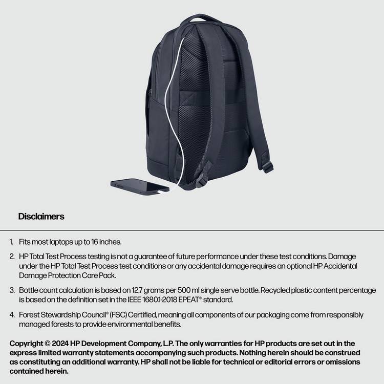 HP laptop backpack 16 inch Odyssey Grey, UK version
