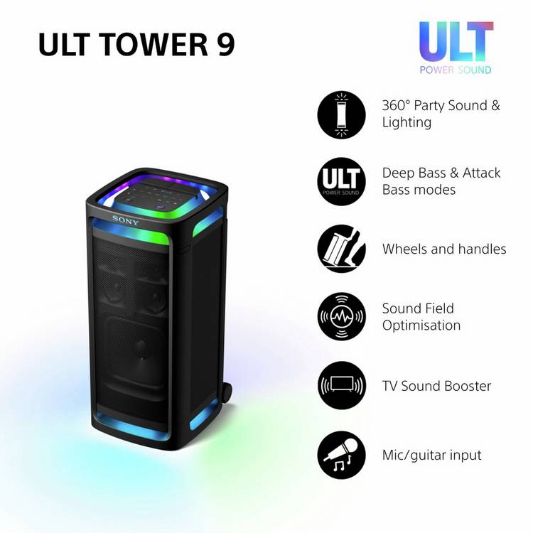 Sony Ult Tower 9 party speaker black, imported from the UK