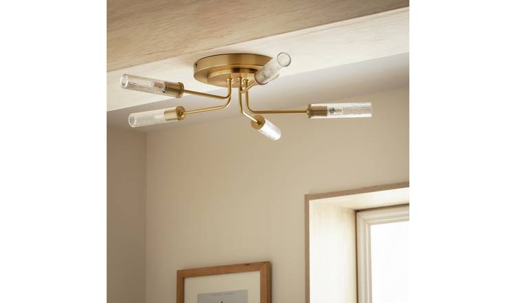 Habitat hammered glass semi flush ceiling light brass, UK version