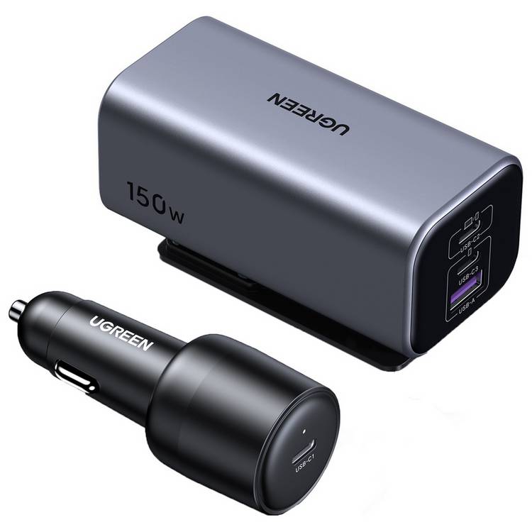 UGREEN 150W GaN fast car charger with 4 ports, imported from the UK