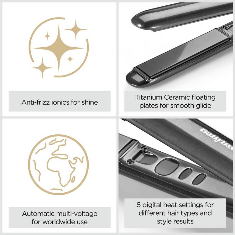 BaByliss Titanium Shine professional hair straightener (British brand)