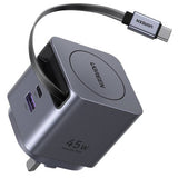UGREEN 45W charger with retractable USB-C cable, imported from the UK