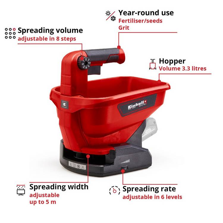 Einhell cordless universal spreader lightweight 1.24kg garden tool, UK version