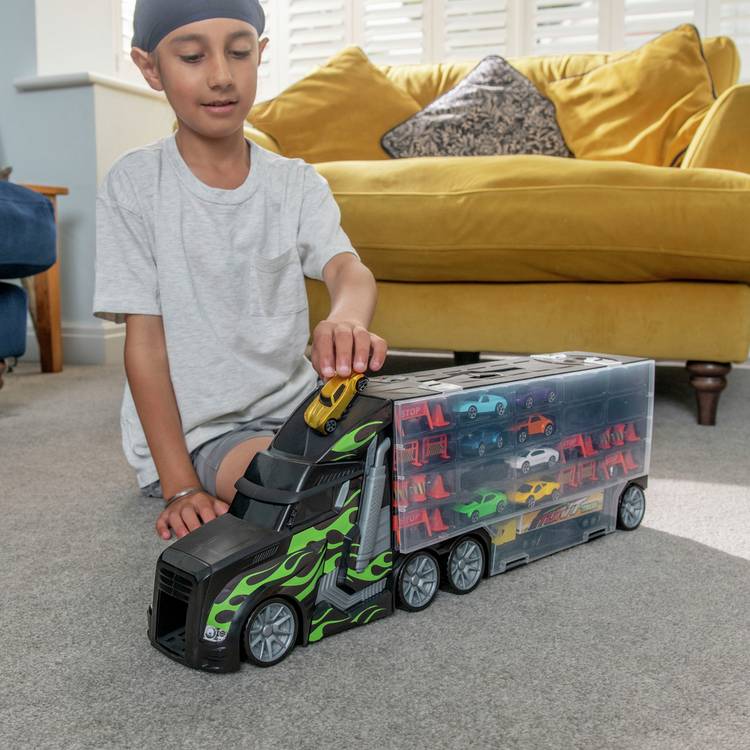 Teamsterz toy transporter truck with 8 cars, UK version