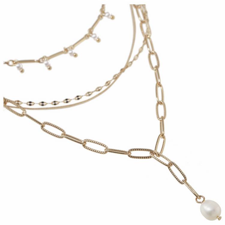 Liars & Lovers necklace gold tone pearl pendant multilayered, UK version