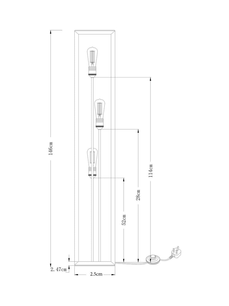 Brooklyn black floor lamp 3 light (British brand)