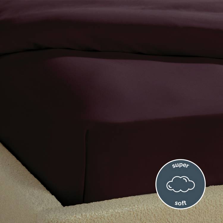 Silentnight Supersoft burgundy fitted sheet single size - British product