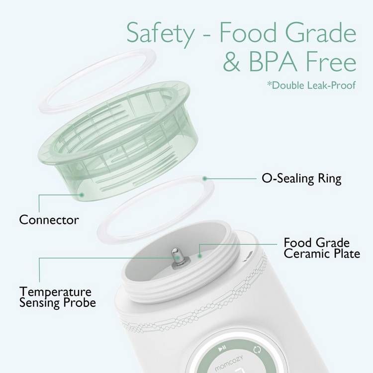 Momcozy portable bottle warmer with smart sensor technology, British product