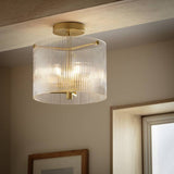 Argos Home ribbed glass flush ceiling light in brass, UK version