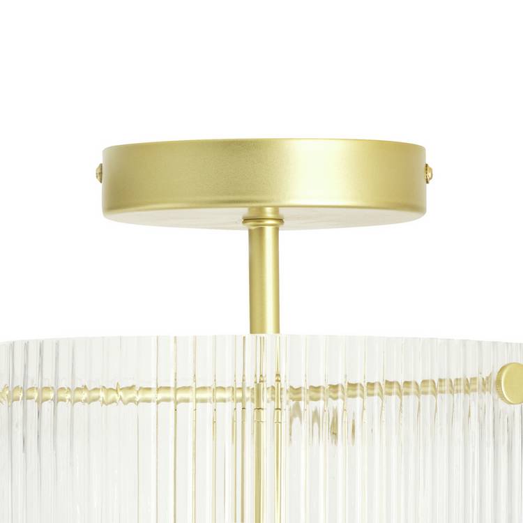 Argos Home ribbed glass flush ceiling light in brass, UK version