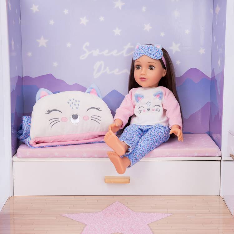 DesignAfriend Purr-fect Night In sleepover set 18 inch (British brand)