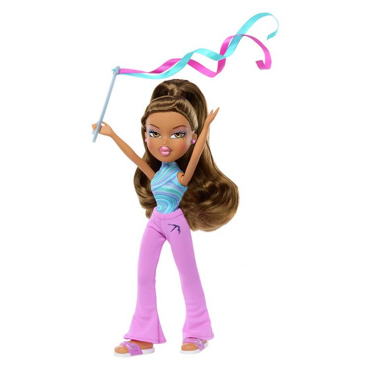 Bratz Yasmin Gym Fashion Doll with ribbon and stand, imported from the UK
