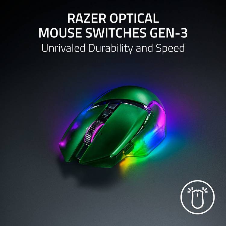 Razer Basilisk V3 Pro wireless mouse Phantom Green, imported from the UK