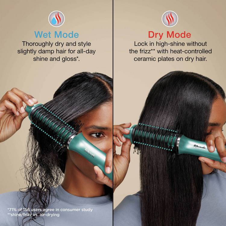 Shark Glossi 2-in-1 hot brush and air glosser in Juniper (British brand)