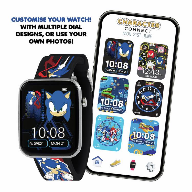 Sonic the Hedgehog kids smart watch with touchscreen display (British brand)