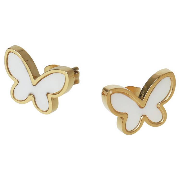 Liars & Lovers gold butterfly stud earrings - British product