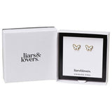 Liars & Lovers gold butterfly stud earrings - British product