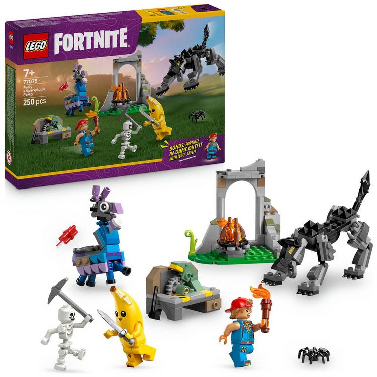 LEGO Fortnite Peely and Sparkplug's Camp 250 piece building set, UK version
