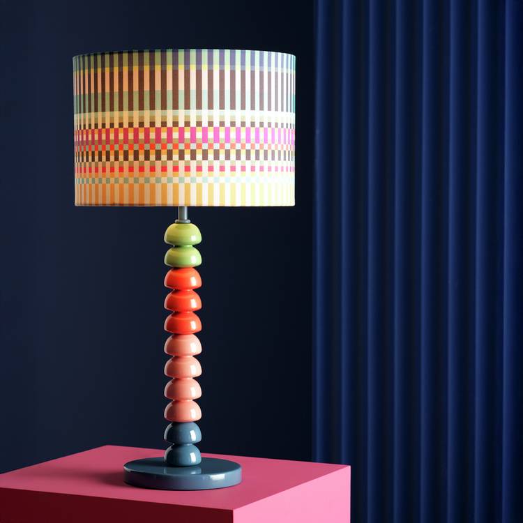 Margo Selby Buster Bobbin multicoloured table lamp, imported from the UK
