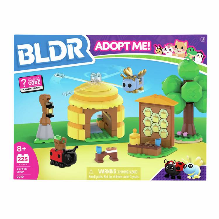 BLDR Adopt Me Coffee Shop building set with beehive and pets (British brand)