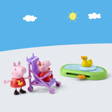 Peppa Pig toy set featuring Peppa and Evie in duck outfits - British product