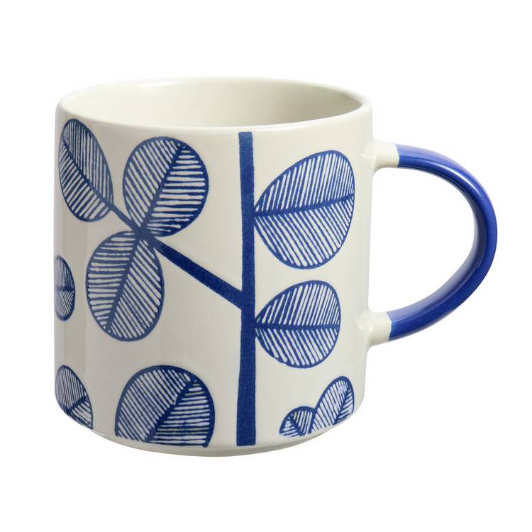 Habitat blue leaf stoneware mugs set of 4 - British product