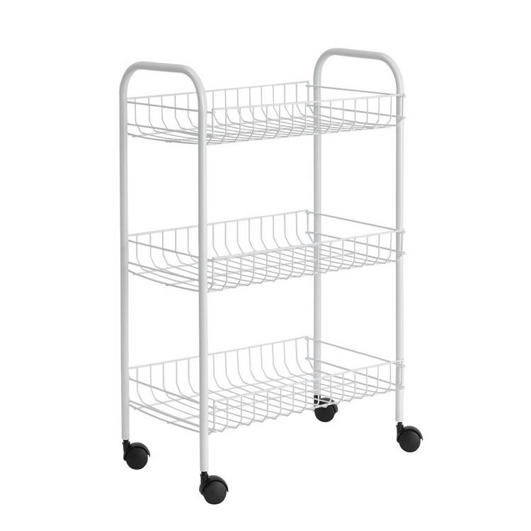 Home 3-tier kitchen storage trolley white, UK version
