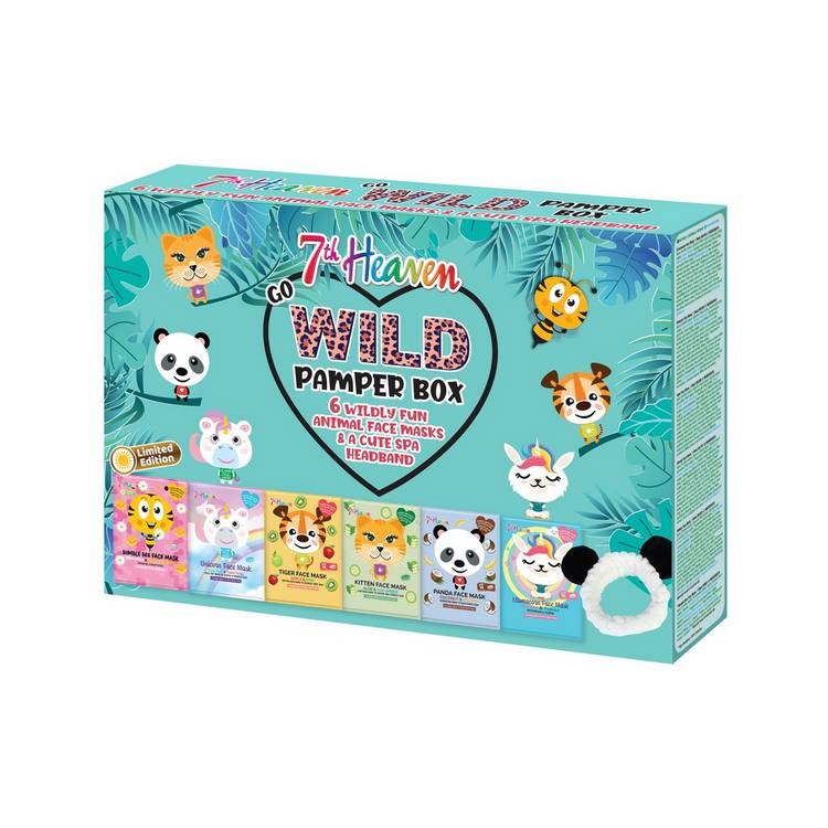 7th Heaven Go Wild Pamper Gift Box animal masks UK version