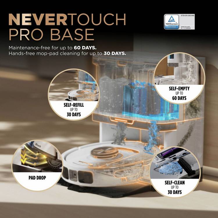 Shark Powerdetect Never Touch Pro robot vacuum cleaner, UK version