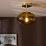 Habitat honey glass pendant light 24cm amber shade, imported from the UK
