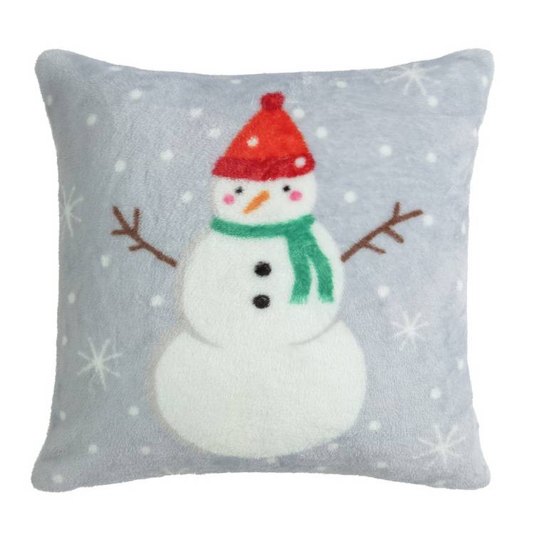 Home snowman fleece cushion blue 43x43cm - British product