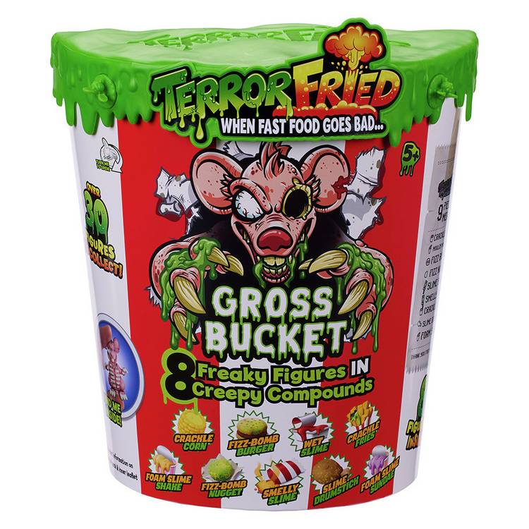 Terror Fried Gross Bucket Playset toy with sensory snacks, imported from the UK