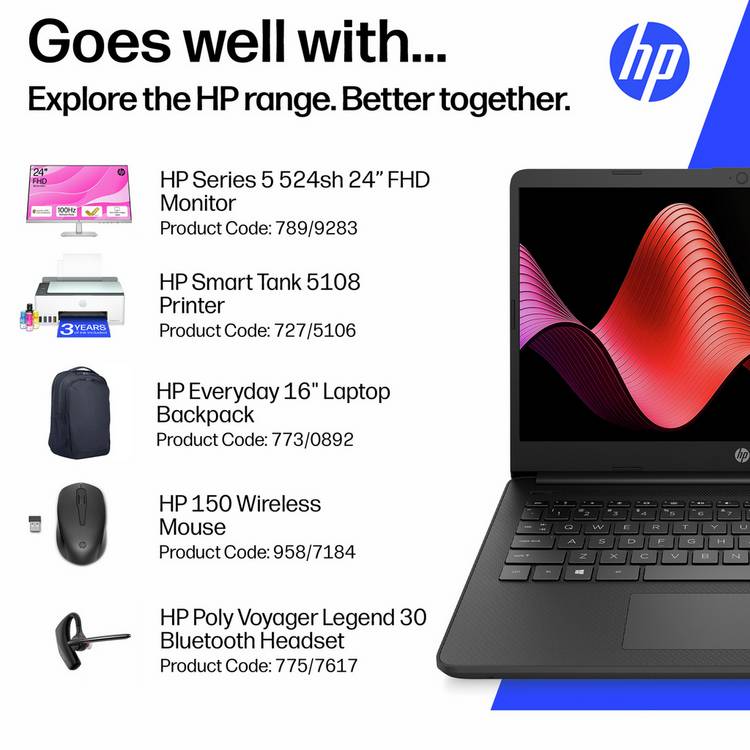 HP 14in laptop Intel Core 4GB 128GB, imported from the UK