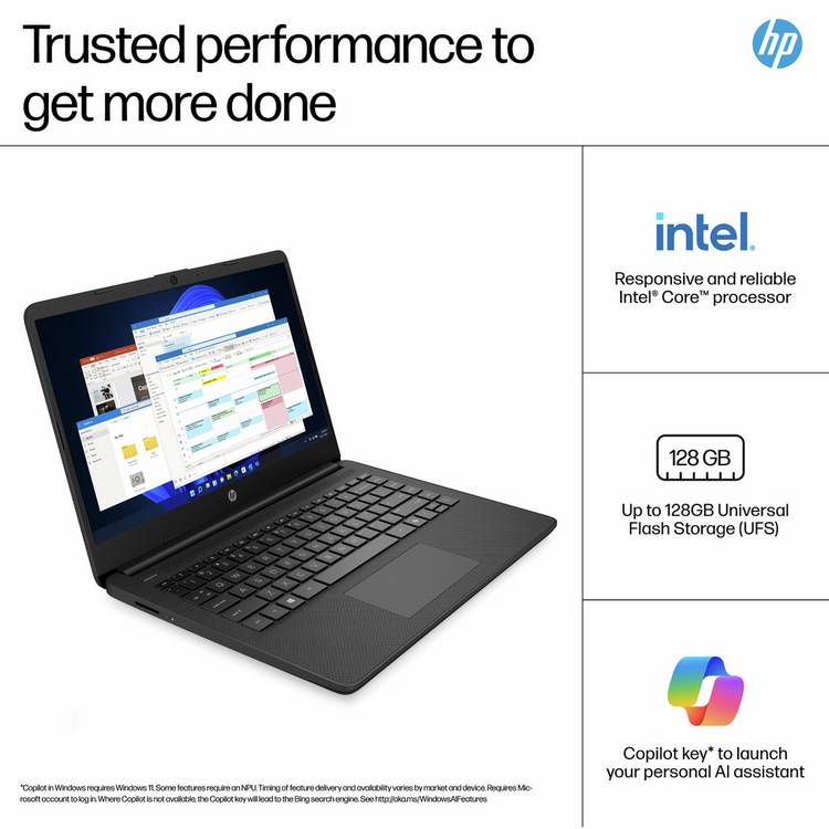 HP 14in laptop Intel Core 4GB 128GB, imported from the UK