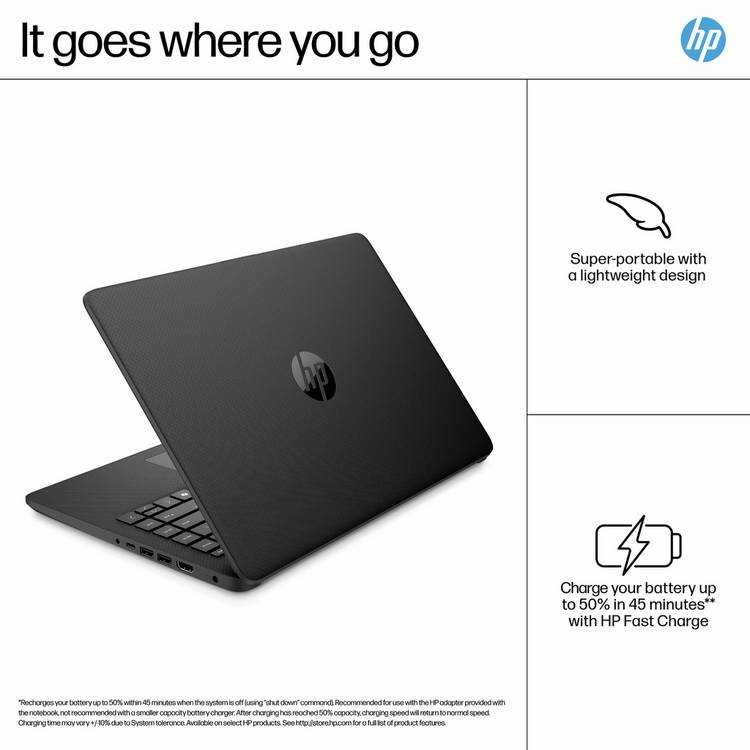 HP 14in laptop Intel Core 4GB 128GB, imported from the UK