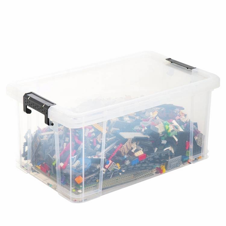 Strata Stackmaster 70L plastic storage box black, imported from the UK