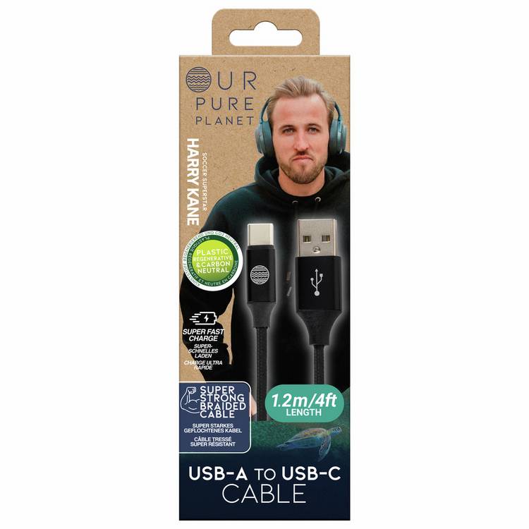 Our Pure Planet 10000mAh power bank with USB-C cable - British product